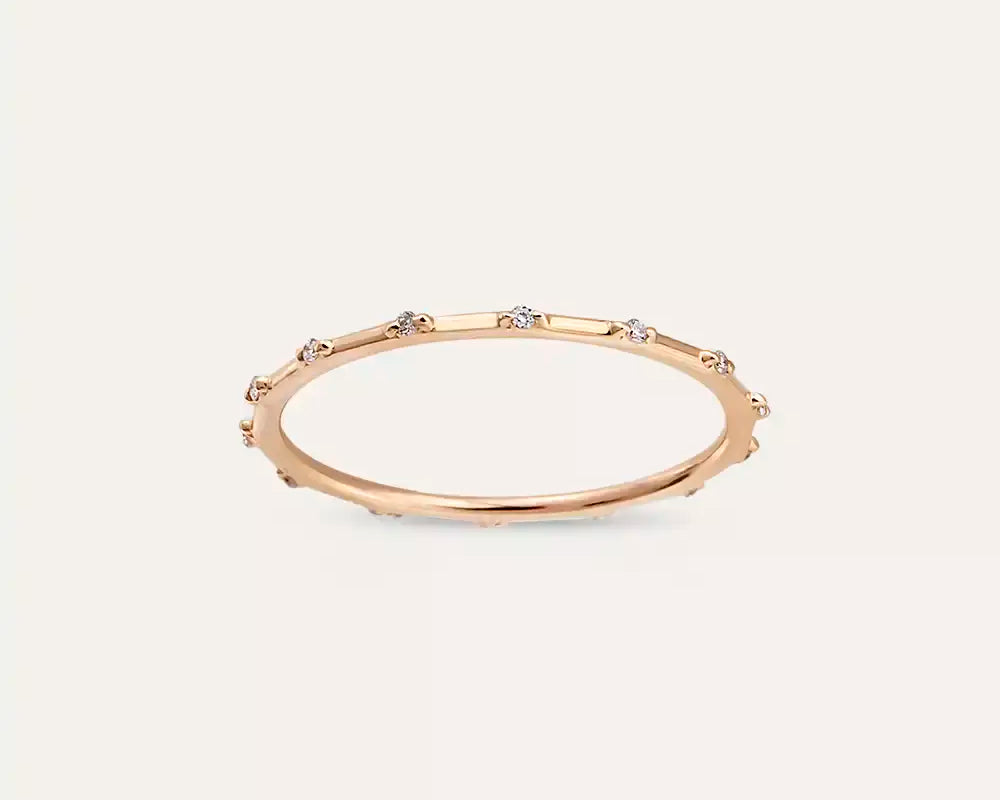 Tamtur Yüzük ve Yarımtur Yüzük Arasındaki Fark Nedir? — 0.05 CT Pırlanta Taşlı Rose Altın Minimal Tamtur Yüzük