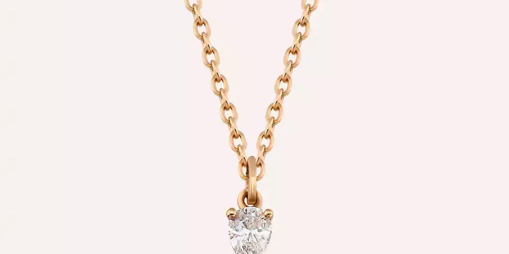 Altın Takıda İşçilik Nedir? Neye Göre Nasıl Değişir? — 0.06 CT Damla Kesim Pırlanta Taşlı Rose Altın Kolye
