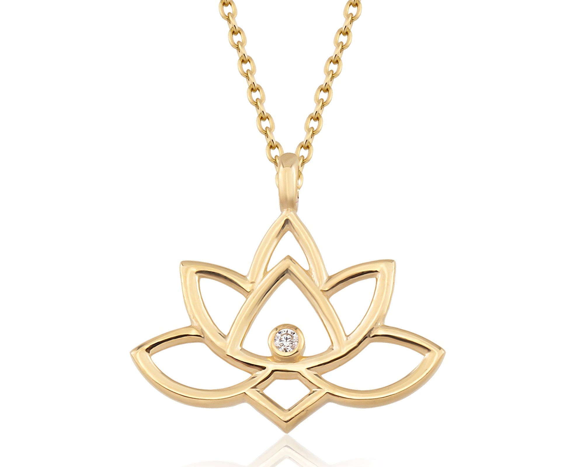 Lotus Yüzük ve Kolye Modelleri Nasıl Seçilir? Motif ve Taş — 14 Ayar Altın Tektaş Lotus Kolye