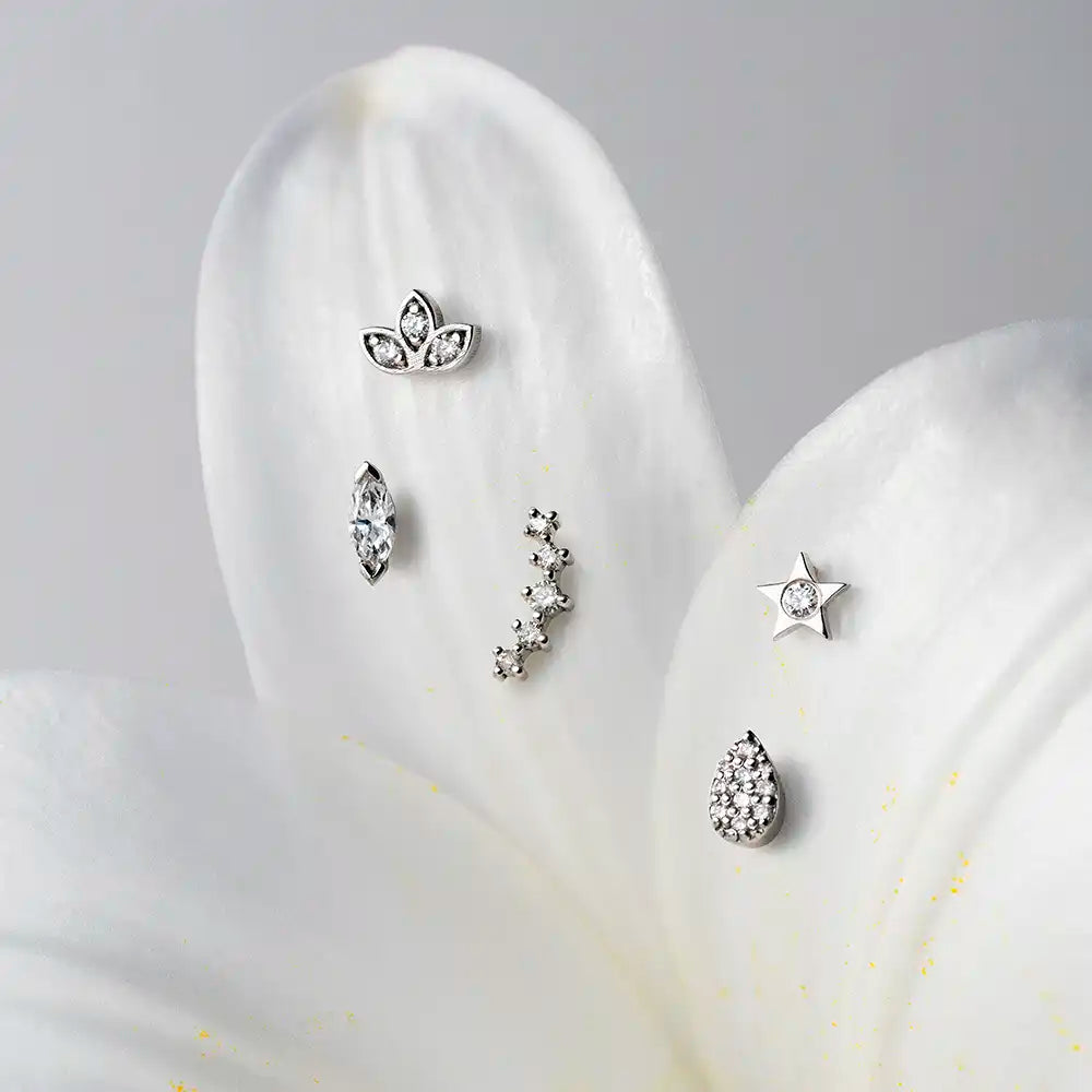 0.03 CT Pırlanta Taşlı Beyaz Altın Piercing