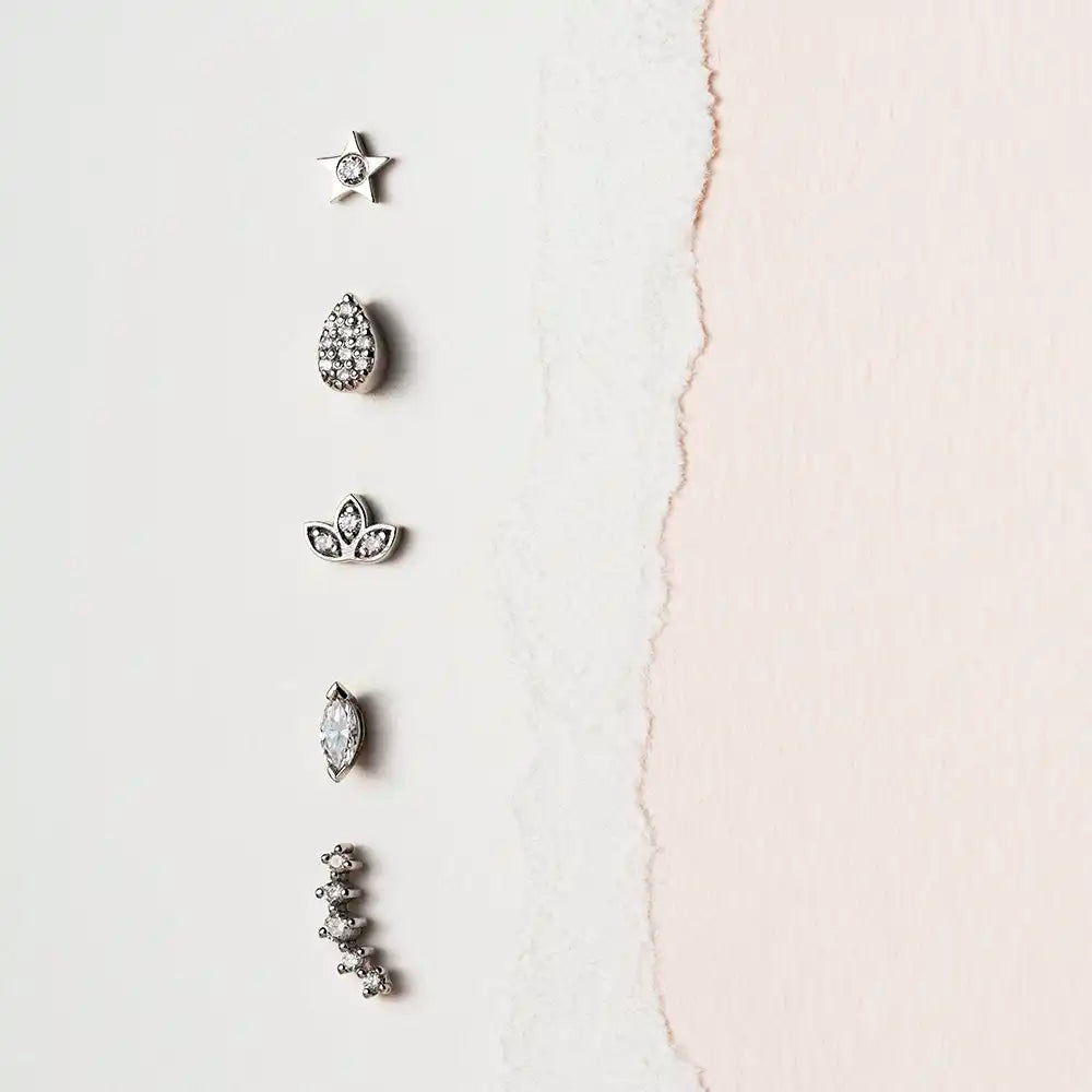0.03 CT Pırlanta Taşlı Beyaz Altın Piercing