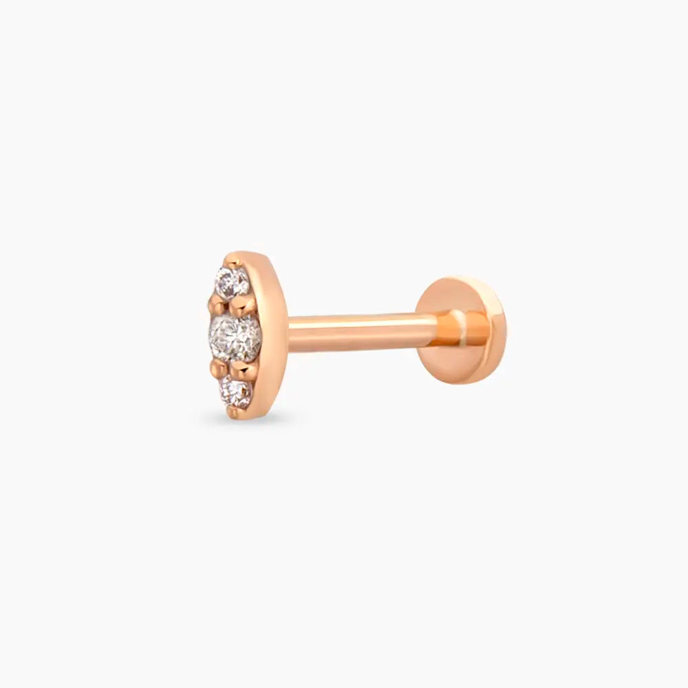 0.04 CT Pırlanta Taşlı Rose Altın Piercing