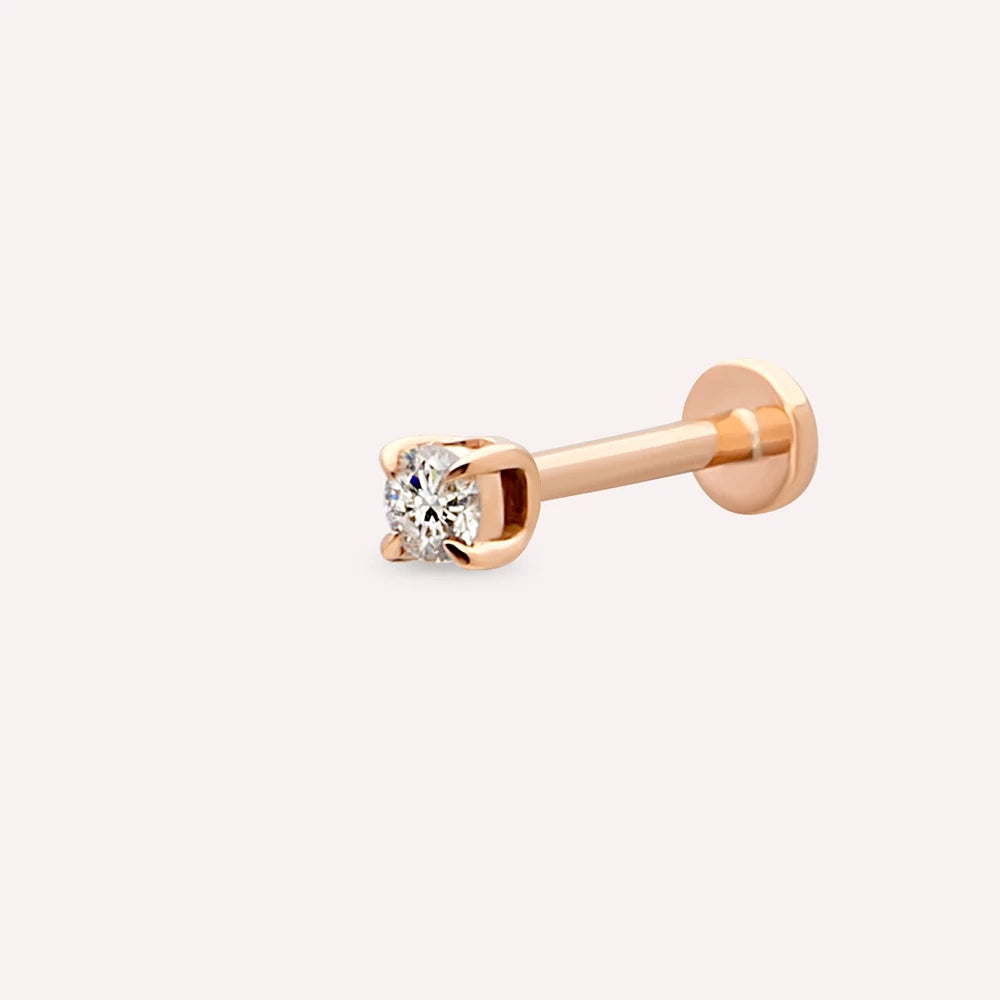 0.05 CT Pırlanta Rose Altın Tektaş Piercing
