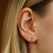 0.05 CT Pırlanta Rose Altın Tektaş Piercing