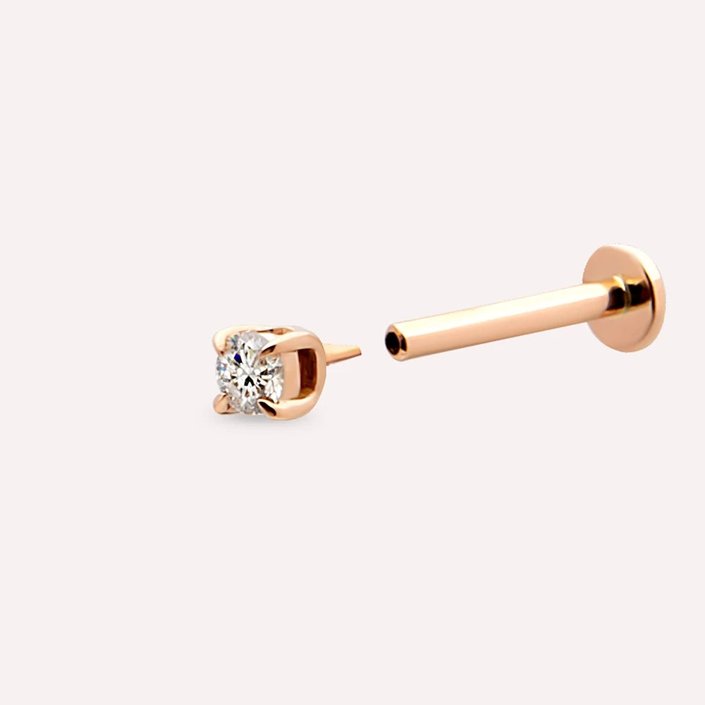0.05 CT Pırlanta Rose Altın Tektaş Piercing