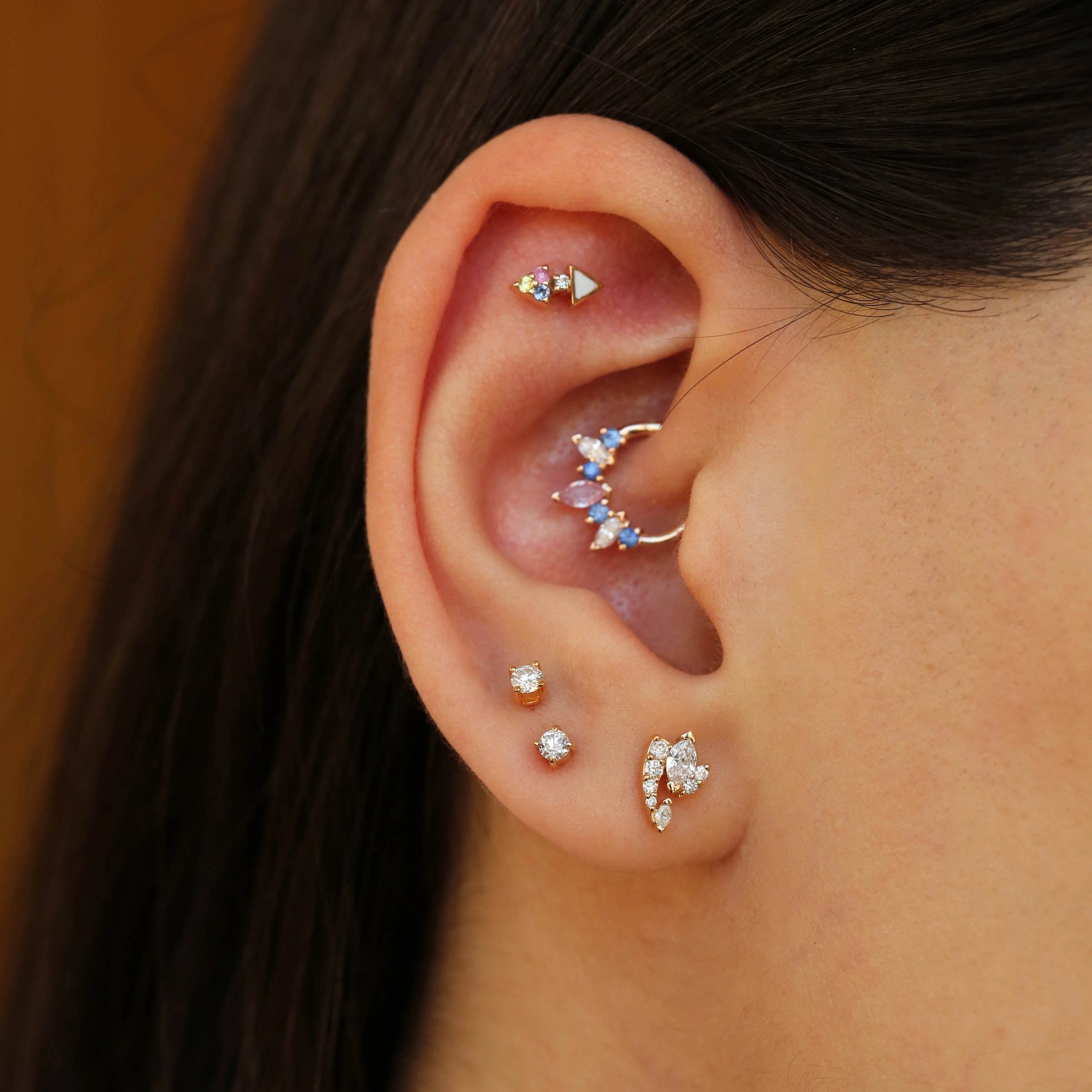 0.05 CT Pırlanta Rose Altın Tektaş Piercing