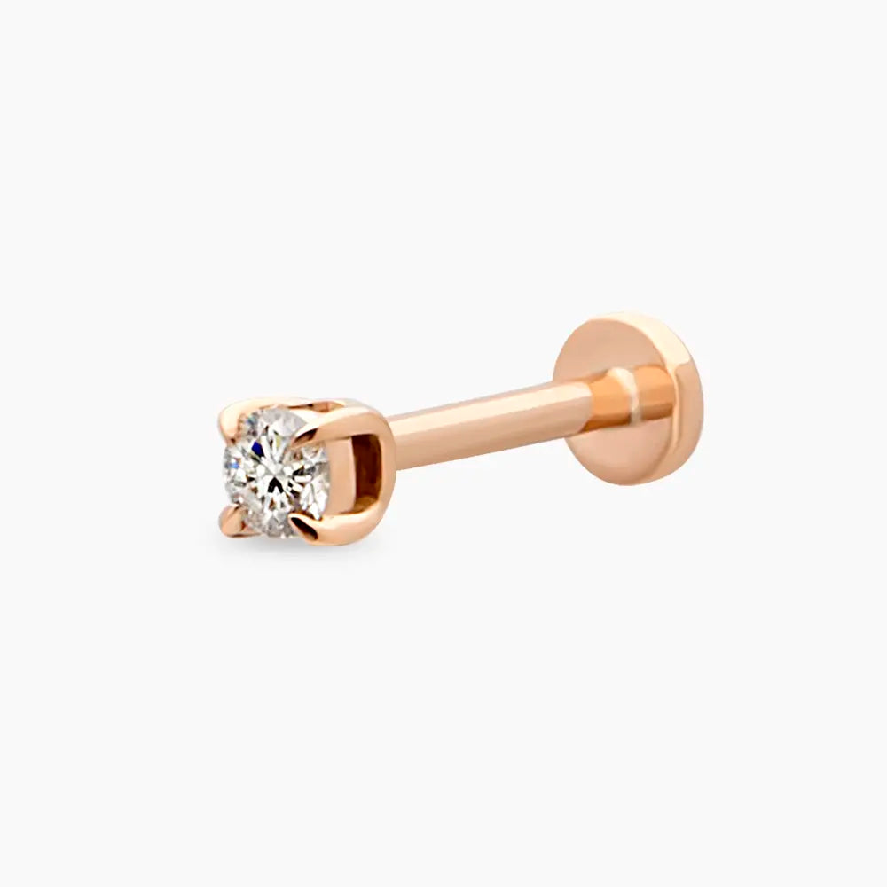 0.05 CT Pırlanta Rose Altın Tektaş Piercing