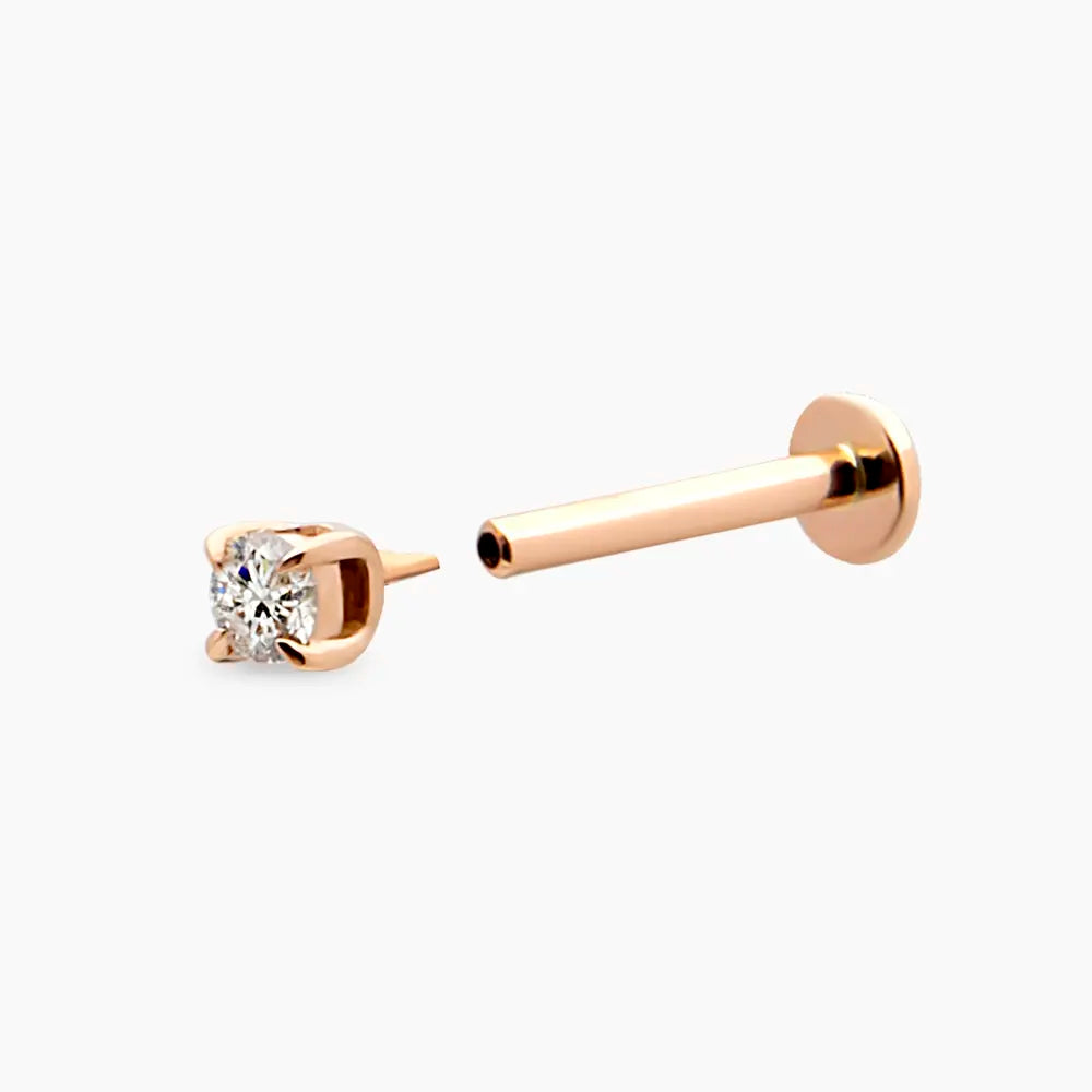 0.05 CT Pırlanta Rose Altın Tektaş Piercing