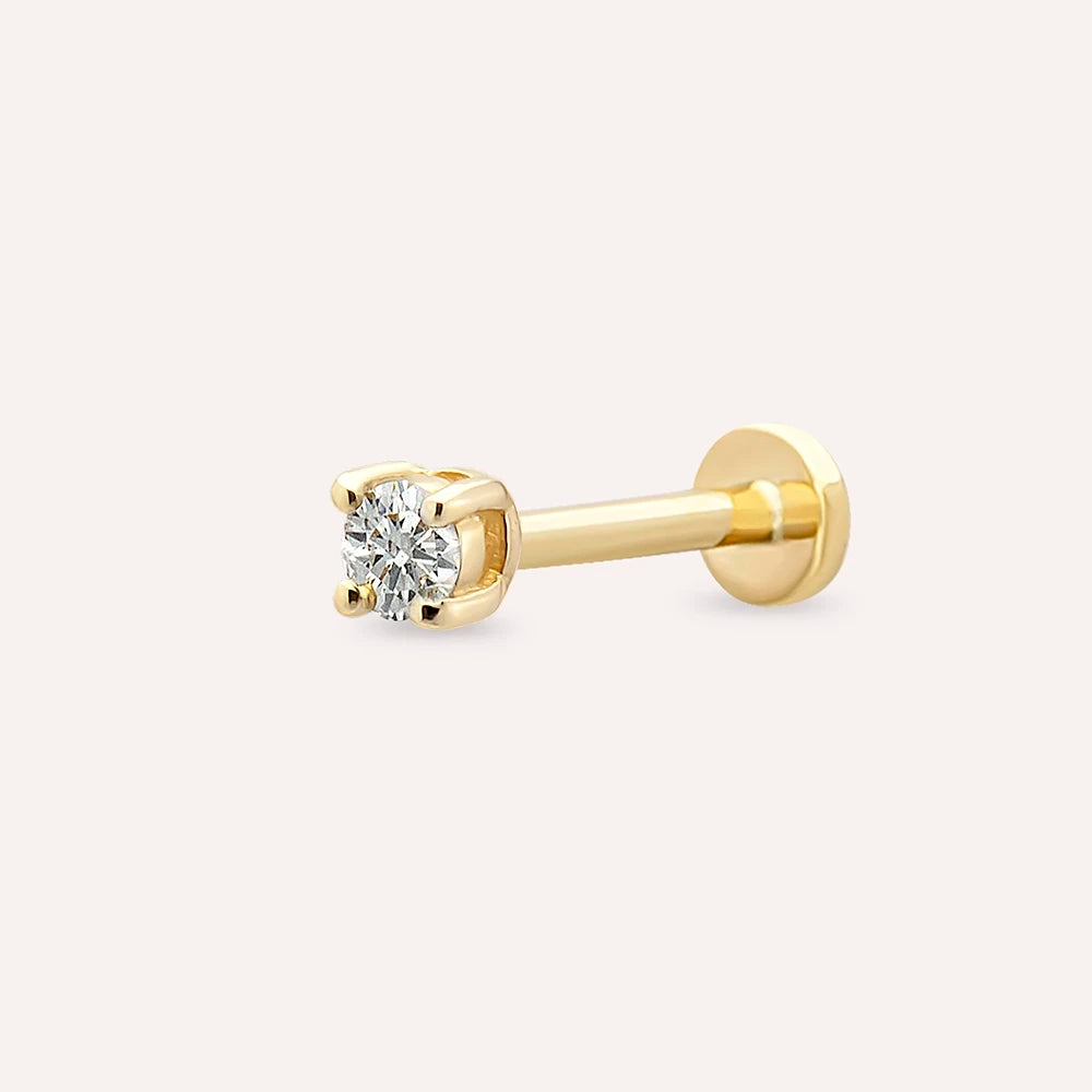 0.06 CT Pırlanta Sarı Altın Tektaş Piercing