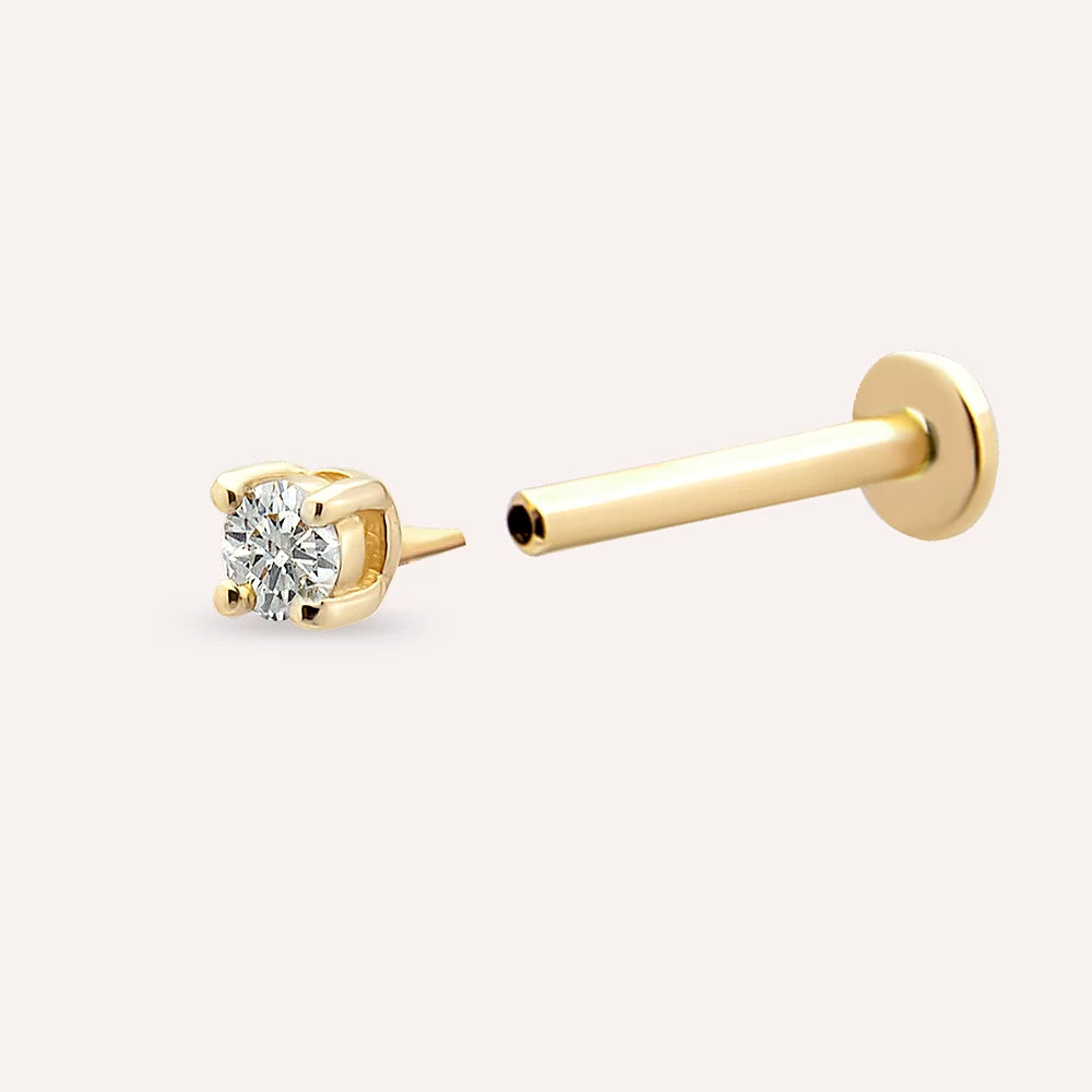 0.06 CT Pırlanta Sarı Altın Tektaş Piercing