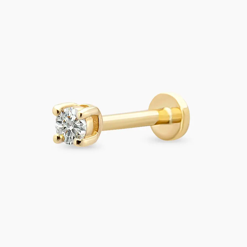 0.06 CT Pırlanta Sarı Altın Tektaş Piercing