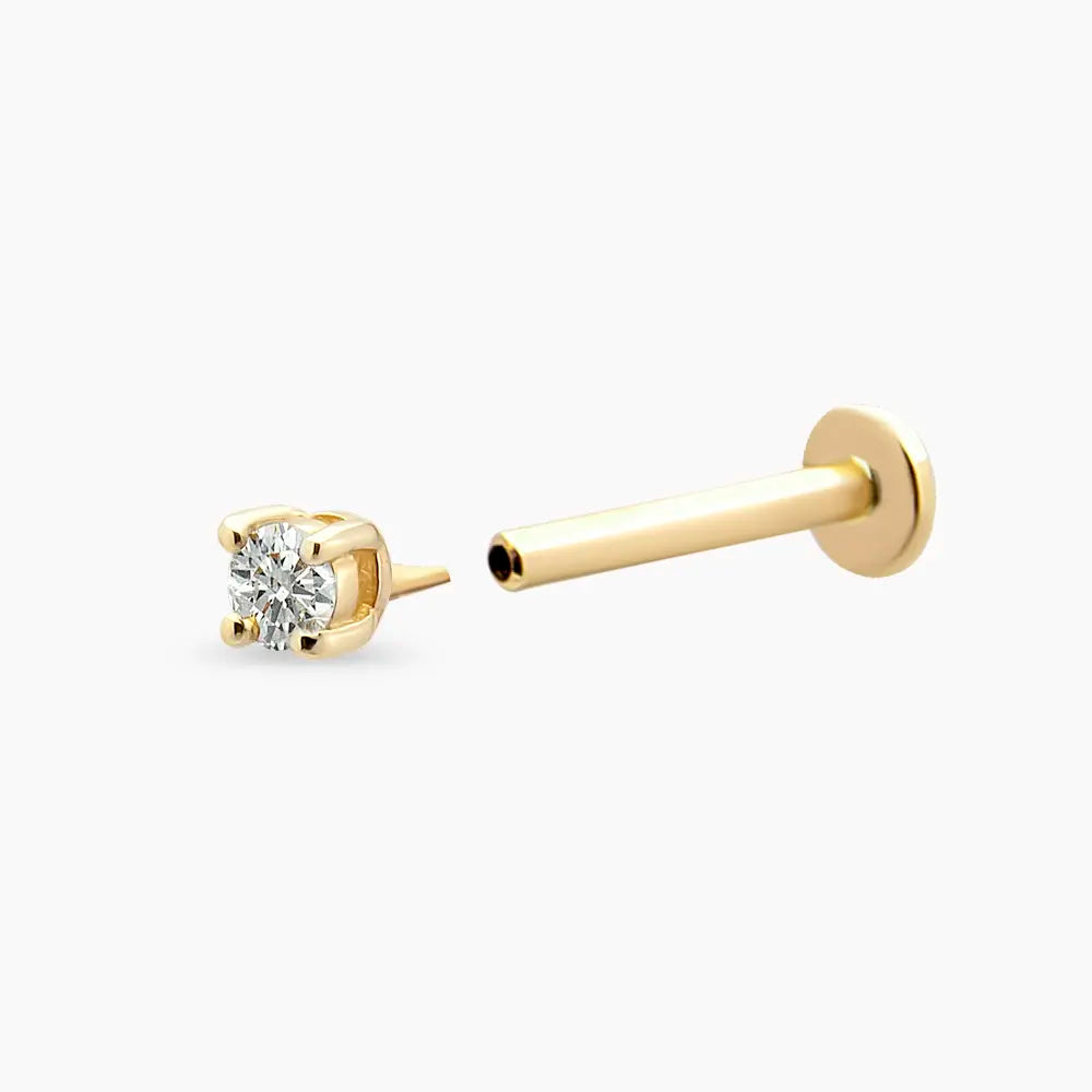 0.06 CT Pırlanta Sarı Altın Tektaş Piercing