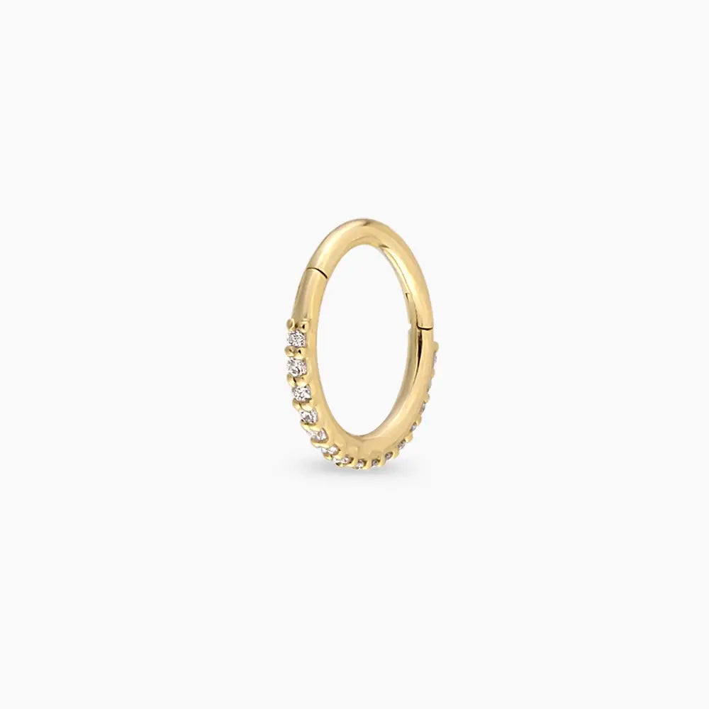 0.06 CT Pırlanta Taşı Sarı Altın Halka Piercing