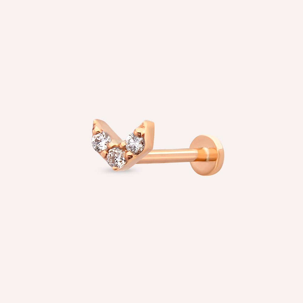 0.06 CT Pırlanta Taşlı Rose Altın Piercing