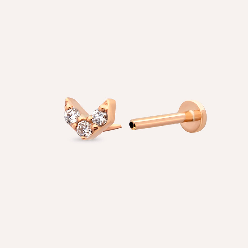 0.06 CT Pırlanta Taşlı Rose Altın Piercing