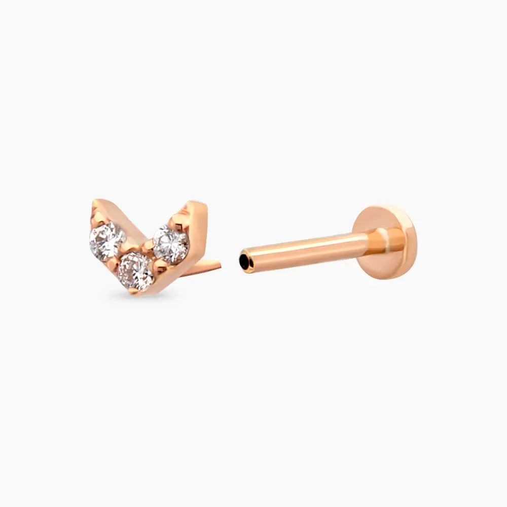 0.06 CT Pırlanta Taşlı Rose Altın Piercing