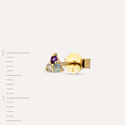 0.07 CT Brown Pırlanta, Ametist ve Aquamarin Taşlı Mini Tek Küpe