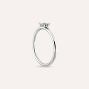 0.08 CT Baget Pırlanta Taşlı Beyaz Altın Minimal Yüzük