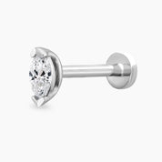 0.08 CT Markiz Kesim Pırlanta Taşlı Beyaz Altın Piercing