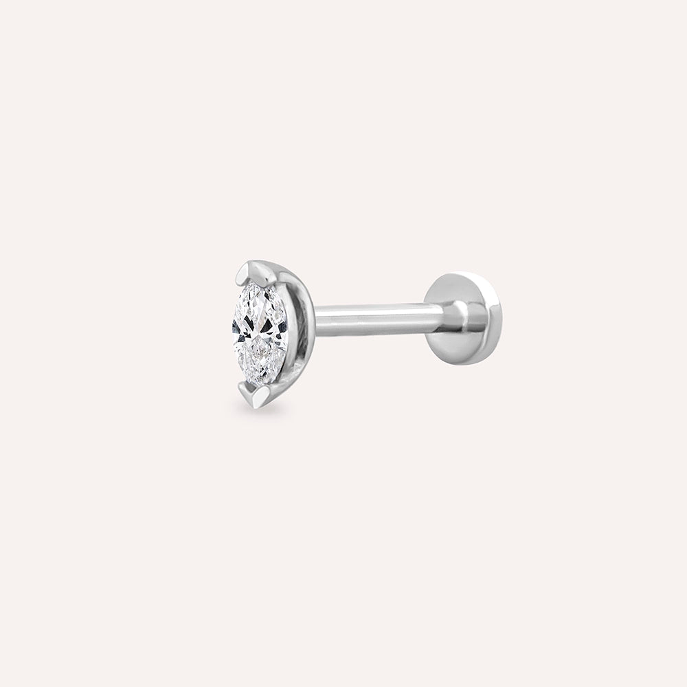 0.08 CT Markiz Kesim Pırlanta Taşlı Beyaz Altın Piercing