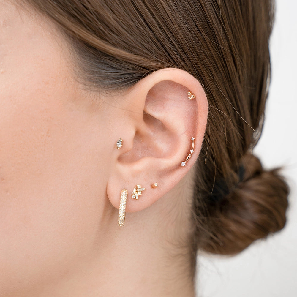 0.08 CT Markiz Kesim Pırlanta Taşlı Rose Altın Piercing