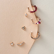 0.08 CT Markiz Kesim Pırlanta Taşlı Rose Altın Piercing