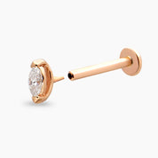0.08 CT Markiz Kesim Pırlanta Taşlı Rose Altın Piercing