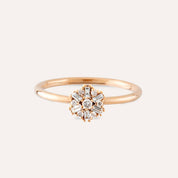 0.13 CT Baget Kesim Pırlanta Taşlı Rose Altın Yüzük