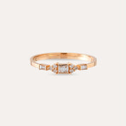 0.14 CT Baget Pırlanta Taşlı Rose Altın Yüzük