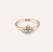0.15 CT Baget Pırlanta Taşlı Rose Altın Yüzük