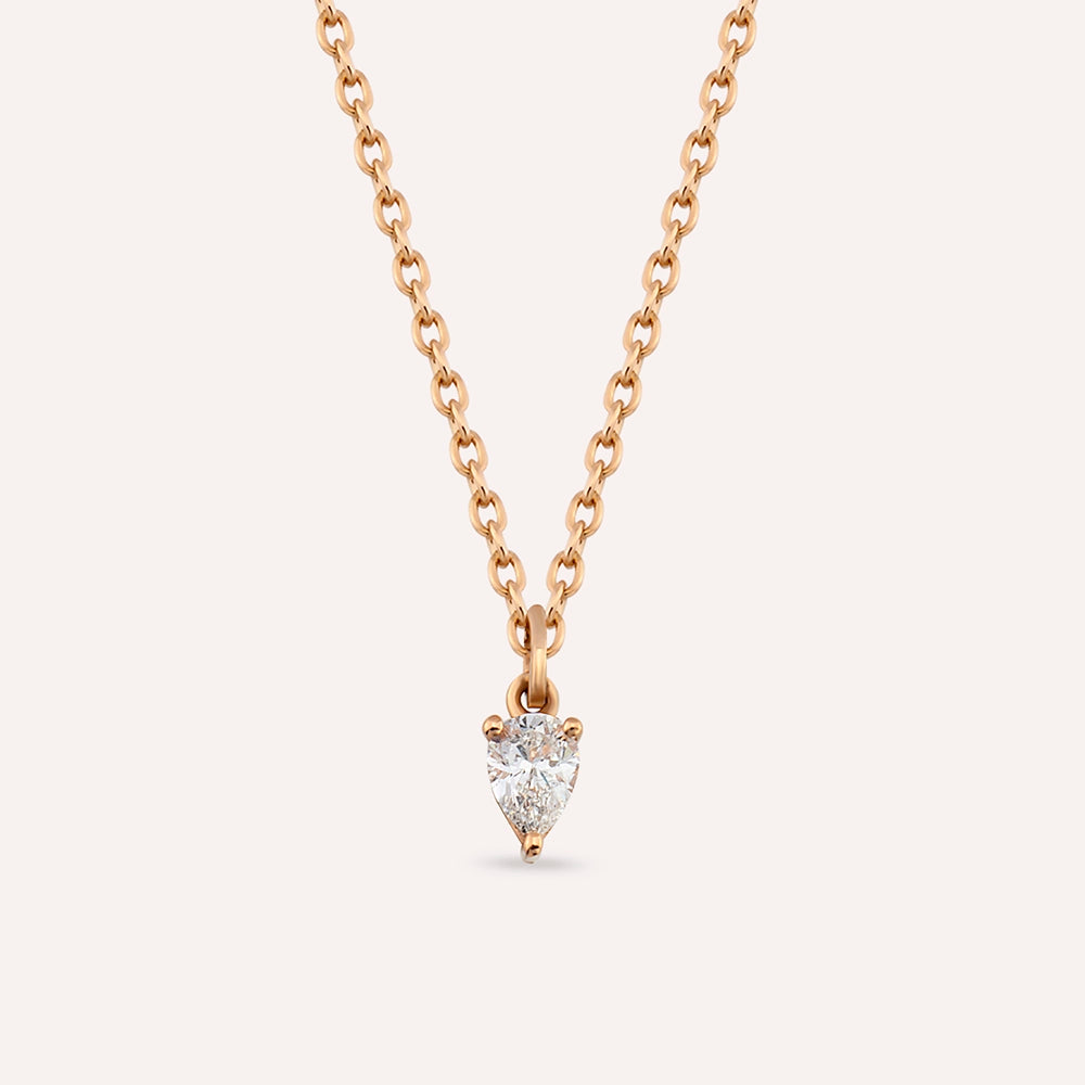 0.06 CT Damla Kesim Pırlanta Taşlı Rose Altın Kolye