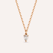 0.06 CT Damla Kesim Pırlanta Taşlı Rose Altın Kolye