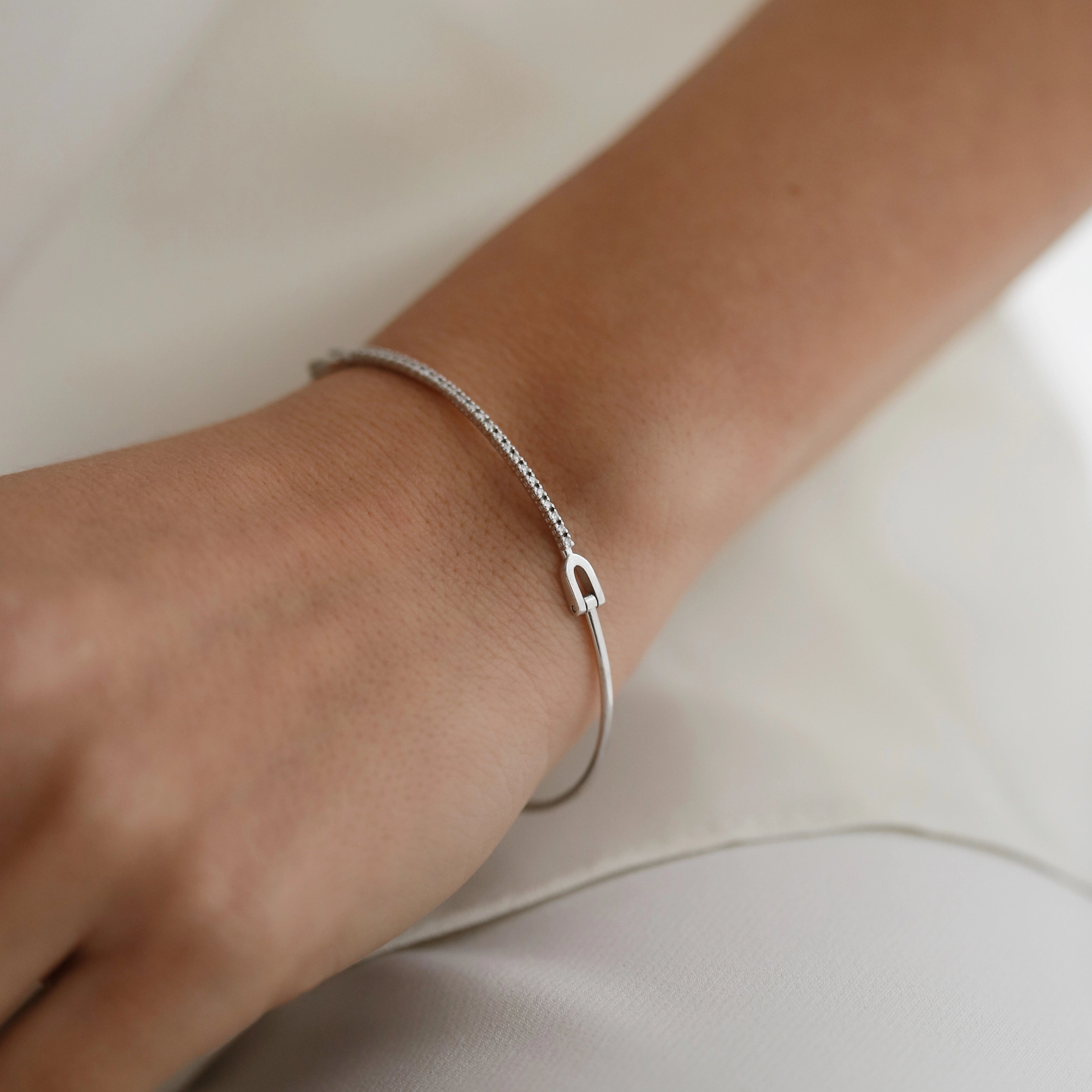 0.16 CT Pırlanta Taşlı Beyaz Altın Bileklik