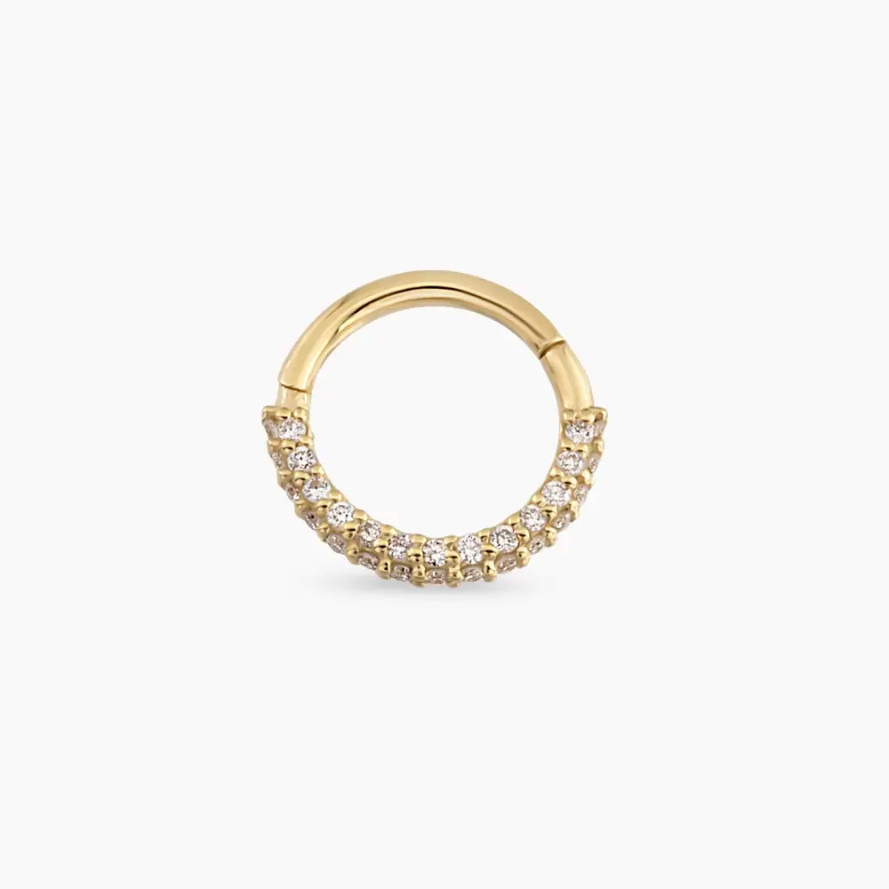0.16 CT Pırlanta Taşlı Sarı Altın Halka Piercing