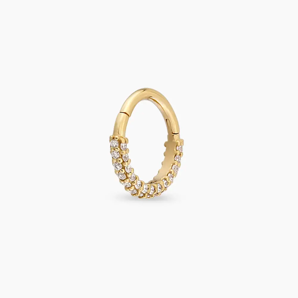 0.16 CT Pırlanta Taşlı Sarı Altın Halka Piercing