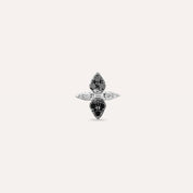 0.16 CT Siyah Pırlanta Taşlı Beyaz Altın Tek Küpe