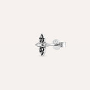0.16 CT Siyah Pırlanta Taşlı Beyaz Altın Tek Küpe