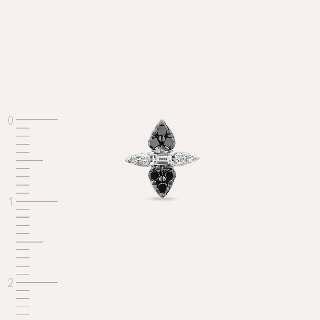 0.16 CT Siyah Pırlanta Taşlı Beyaz Altın Tek Küpe