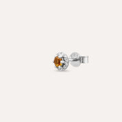 0.17 CT Orange Safir ve Pırlanta Taşlı Beyaz Altın Tek Küpe
