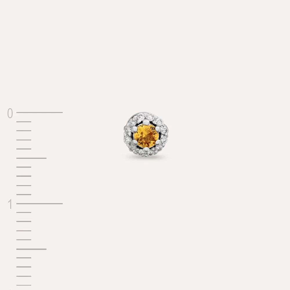0.17 CT Orange Safir ve Pırlanta Taşlı Beyaz Altın Tek Küpe
