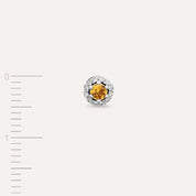 0.17 CT Orange Safir ve Pırlanta Taşlı Beyaz Altın Tek Küpe