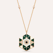 0.18 CT Pırlanta Taşlı ve Mineli Rose Altın Kolye