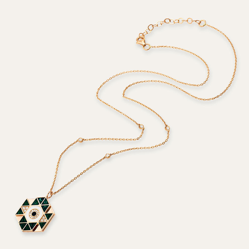 0.18 CT Pırlanta Taşlı ve Mineli Rose Altın Kolye