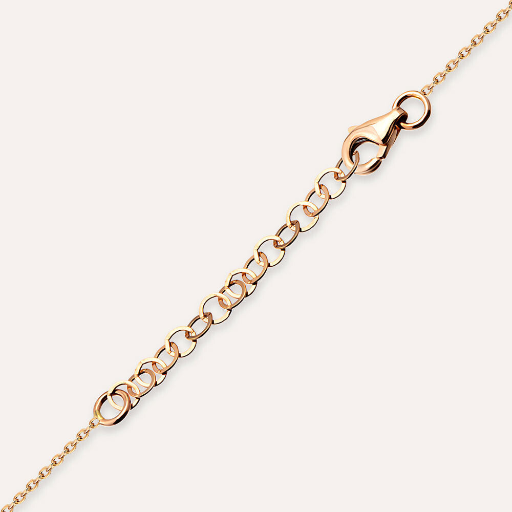 0.18 CT Pırlanta Taşlı ve Mineli Rose Altın Kolye