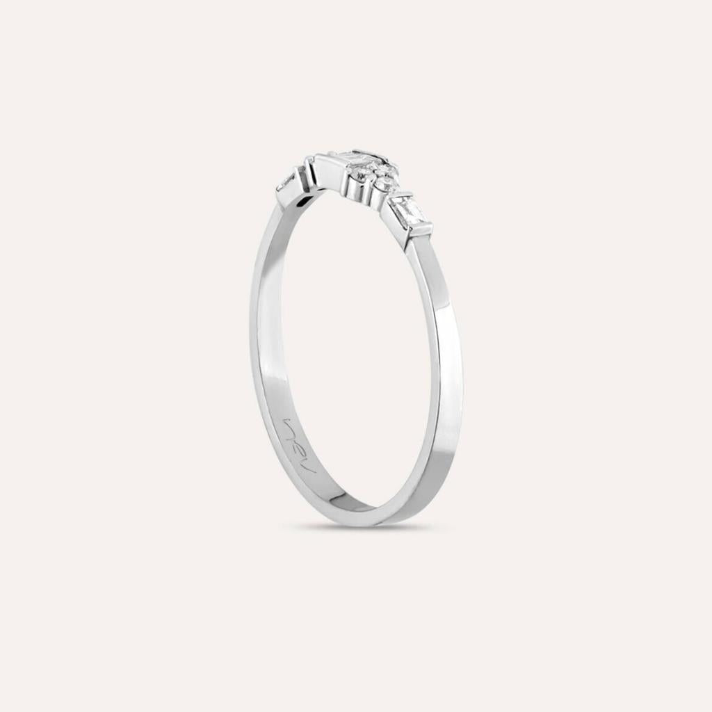 0.19 CT Baget Pırlanta Taşlı Beyaz Altın Yüzük