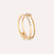 0.19 CT Baget Pırlanta Taşlı Yarımtur Çift Sıra Yüzük