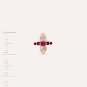 0.19 CT Baget Yakut ve Pırlanta Taşlı Rose Altın Tek Küpe