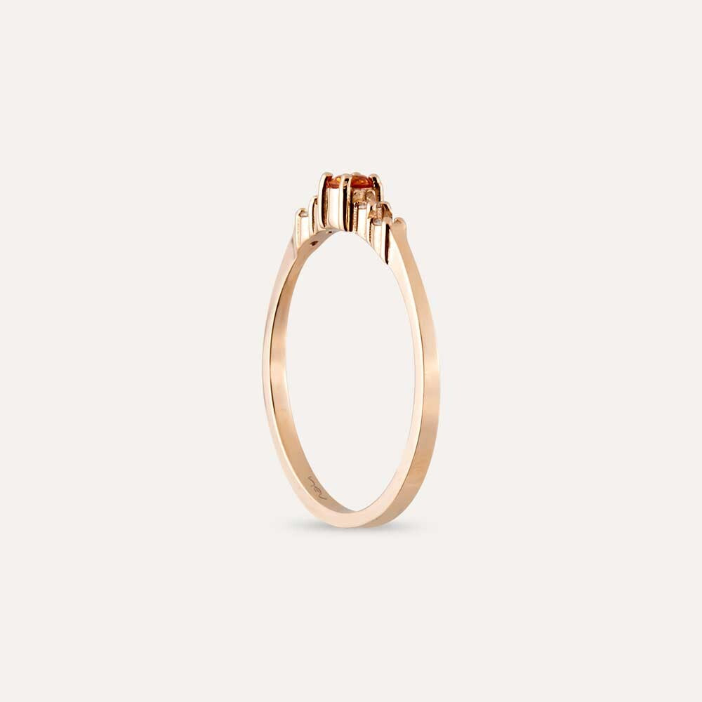 0.19 CT Orange Safir ve Pırlanta Taşlı Rose Altın Yüzük