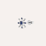 0.19 CT Safir ve Pırlanta Taşlı Beyaz Altın Tek Küpe