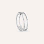 0.20 CT Baget Pırlanta Taşlı Yarımtur Çift Sıra Yüzük